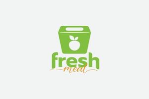 logo de comida fresca con una combinación de comida fresca y empaque de caja vector