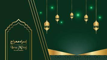 Al-Isra wal Mi'raj' means The night journey of Prophet Muhammad. Islamic Background Design Template. Vector Illustration.