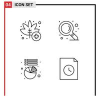 4 Thematic Vector Filledline Flat Colors and Editable Symbols of leaf statistics weed zoom file Editable Vector Design Elements