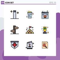 Set of 9 Modern UI Icons Symbols Signs for carnival rich web investment signpost Editable Vector Design Elements