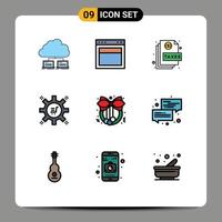 Set of 9 Modern UI Icons Symbols Signs for marketing process marketing automation web sheet file Editable Vector Design Elements