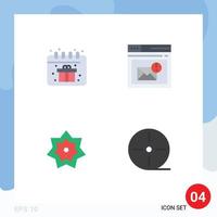 Modern Set of 4 Flat Icons Pictograph of birthday islam browser page month Editable Vector Design Elements