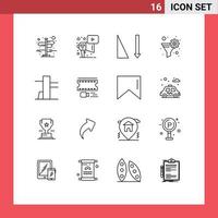16 User Interface Outline Pack of modern Signs and Symbols of film tools and utensils ascending gear filter filter Editable Vector Design Elements