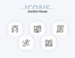 Auction Line Icon Pack 5 Icon Design. hand. compete. book. bid. lawyer vector