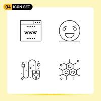 Pack of 4 creative Filledline Flat Colors of internet computer site horror scroll Editable Vector Design Elements