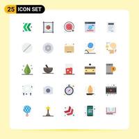 Pictogram Set of 25 Simple Flat Colors of study book goal web browser Editable Vector Design Elements