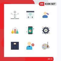 Set of 9 Modern UI Icons Symbols Signs for essential app mark science dope Editable Vector Design Elements