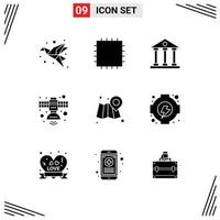 Stock Vector Icon Pack of 9 Line Signs and Symbols for location transmission finance space radio Editable Vector Design Elements