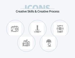 Creative Skills And Creative Process Line Icon Pack 5 Icon Design. flask. research. list. bottle. marketing vector