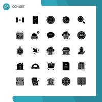 Pack of 25 Modern Solid Glyphs Signs and Symbols for Web Print Media such as magnifier shop cancel phone minus Editable Vector Design Elements