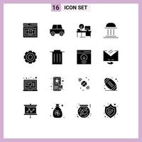 User Interface Pack of 16 Basic Solid Glyphs of institute building comfort bank table Editable Vector Design Elements