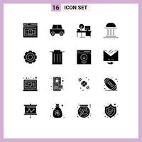 User Interface Pack of 16 Basic Solid Glyphs of institute building comfort bank table Editable Vector Design Elements