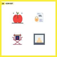 Modern Set of 4 Flat Icons and symbols such as apple director banking security star Editable Vector Design Elements