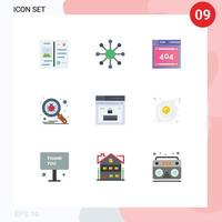 User Interface Pack of 9 Basic Flat Colors of web internet computing protect scan Editable Vector Design Elements