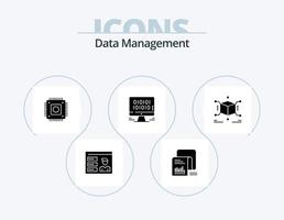 paquete de iconos de glifo de gestión de datos 5 diseño de iconos. datos . computadora. documentos . microchip chip vector