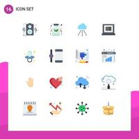 User Interface Pack of 16 Basic Flat Colors of nipple baby connection online education Editable Pack of Creative Vector Design Elements