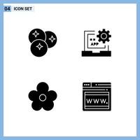 Editable Vector Line Pack of 4 Simple Solid Glyphs of blueberry programming fruits coding nature Editable Vector Design Elements