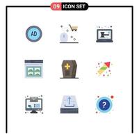 Universal Icon Symbols Group of 9 Modern Flat Colors of picture web shopping page shop Editable Vector Design Elements