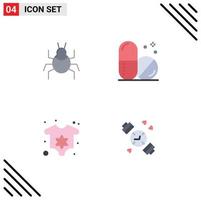 Pictogram Set of 4 Simple Flat Icons of bug newborn indian medical hand watch Editable Vector Design Elements