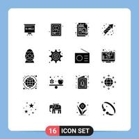 Set of 16 Commercial Solid Glyphs pack for easter egg decoration analysis holiday festivity Editable Vector Design Elements