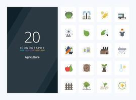 20 Agriculture Flat Color icon for presentation vector