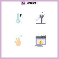 4 Universal Flat Icons Set for Web and Mobile Applications cold up key room web Editable Vector Design Elements