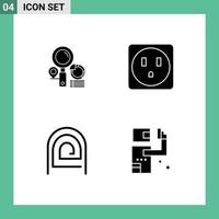 Set of 4 Modern UI Icons Symbols Signs for search pattern graph finger assassin Editable Vector Design Elements