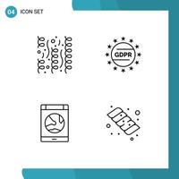 4 User Interface Line Pack of modern Signs and Symbols of celebration connection fun privacy online Editable Vector Design Elements