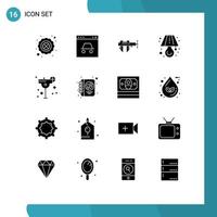 Universal Icon Symbols Group of 16 Modern Solid Glyphs of cocktail light website lamp repair Editable Vector Design Elements