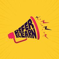 Refer a Friend Vector Logo for Banner Business and Advertising. Referral Program Badge with Loudspeaker. Vector Illustration.