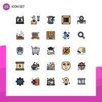 Set of 25 Modern UI Icons Symbols Signs for beauty table scan service production mobile Editable Vector Design Elements