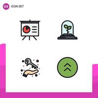 User Interface Pack of 4 Basic Filledline Flat Colors of analytics keys technology growing arrows Editable Vector Design Elements