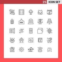 Group of 25 Modern Lines Set for date bell ui hell devil Editable Vector Design Elements