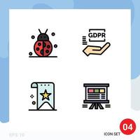 conjunto moderno de 4 colores planos y símbolos de línea de llenado, como el marcador de otoño, elementos de diseño vectorial editables de calidad gdpr de acción de gracias vector