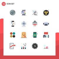 Pictogram Set of 16 Simple Flat Colors of watch waste antenna radioactive science Editable Pack of Creative Vector Design Elements