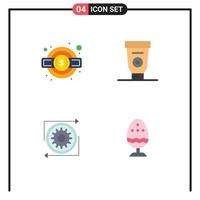 Set of 4 Vector Flat Icons on Grid for gear gear service legal glue operation Editable Vector Design Elements