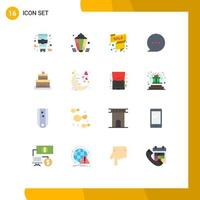paquete de color plano de 16 símbolos universales de etiqueta de comentario de boda oferta de chat paquete editable de elementos creativos de diseño de vectores