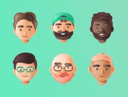 avatares de hombres felices de diferentes razas vector