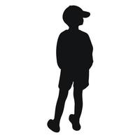 Boy view from back silhouette. Black shadow vector