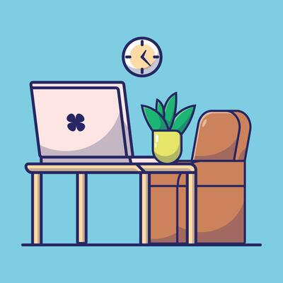 Simple cartoon illustration of workspace decoration. interior concept. Isolated background