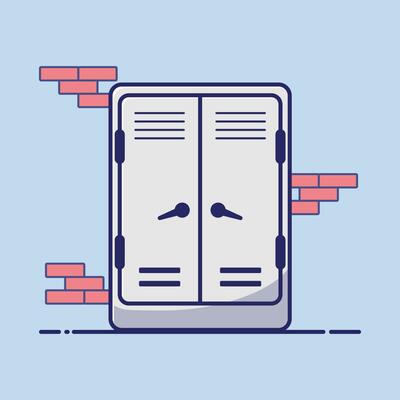Office iron locker simple cartoon illustration. Business concept. Isolated background