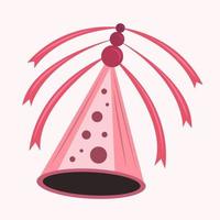 Pink party hat vector illustration for graphic design and decorative element