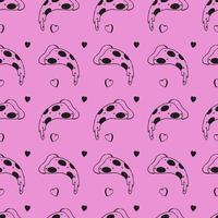 Hand drawn pizza slices pattern on pink background, retro style, 90s vibe vector