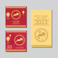 Chinese new year 2023 year of the rabbit. Feed and story template designs for social media. Chinese zodiac symbol, Lunar vector banner template