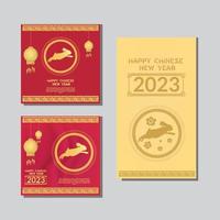 Chinese new year 2023 year of the rabbit. Feed and story template designs for social media. Chinese zodiac symbol, Lunar vector banner template