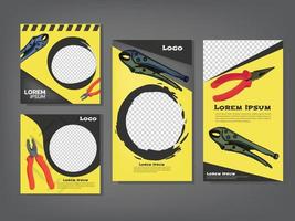 set of mechanic and industrial banner template. suitable for social media feed and story. vector
