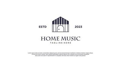 Home music logo with piano concept design icon vector illustration