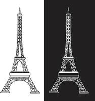 torre eiffel ilustración vectorial versión en blanco y negro vector