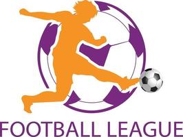 logotipo de fútbol y fútbol, vector de hombre jugador