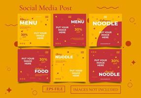 deliciosa plantilla de publicación de redes sociales de menú de fideos ramen vector